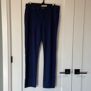 Women’s Pants Calvin Klein Size 12 Dark Blue Soft Slim Fit Pockets Zip $ Button